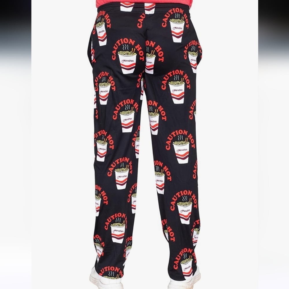 Maruchan Ramen Pajama Pants Mens Black Red Sleep Pant Lounge Gift, M